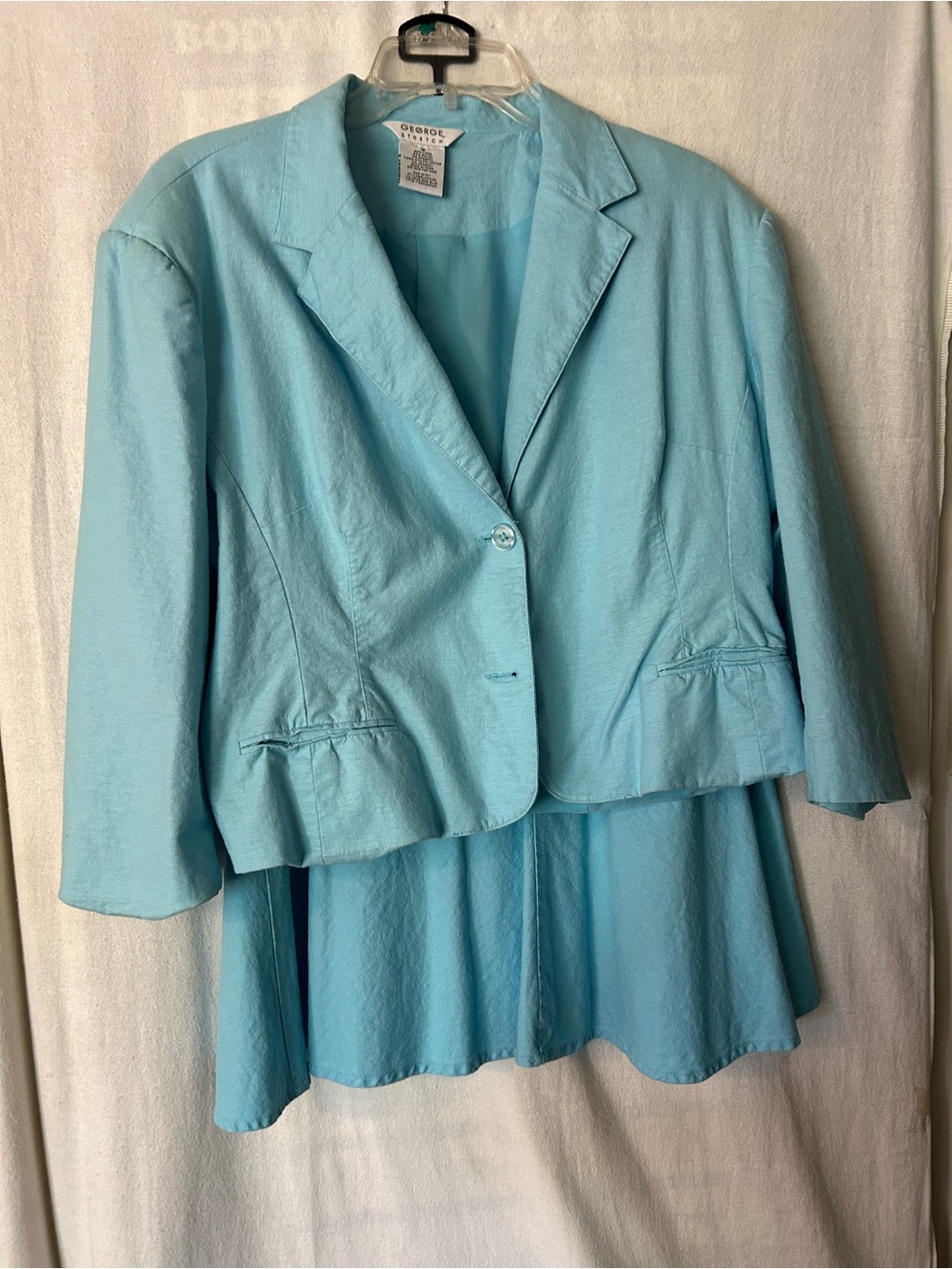 George Aqua Cropped Buttoned Blazer